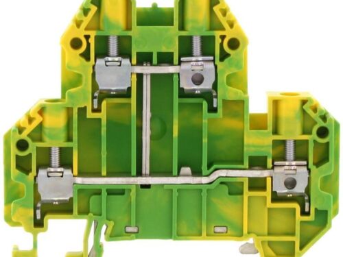 Borne de raccordement vissée - 2 étages - 4 mm² - Vert-Jaune｜Contaclip