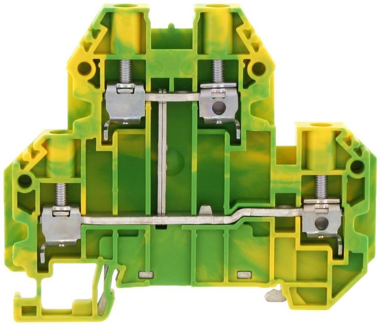 Borne de raccordement vissée - 2 étages - 4 mm² - Vert-Jaune｜Contaclip