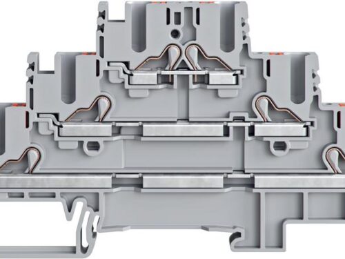 Borne de raccordement push-in - 3 étages - 2.5 mm² - Gris｜Contaclip
