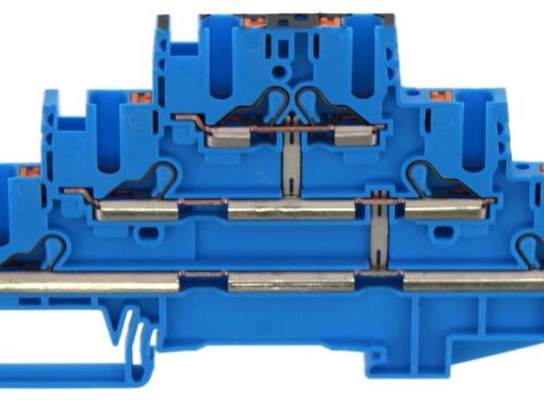 Borne de raccordement push-in - 3 étages - 2.5 mm² - Bleu｜Contaclip
