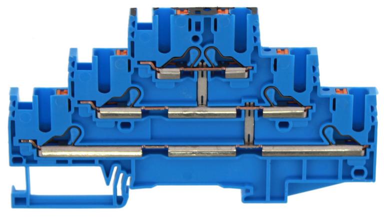 Borne de raccordement push-in - 3 étages - 2.5 mm² - Bleu｜Contaclip