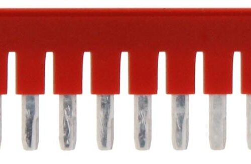 Connecteur transversal isolé rouge - 10 pôles - 2.5 mm² pour borne Push-in｜Contaclip