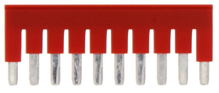 Connecteur transversal isolé rouge - 10 pôles - 2.5 mm² pour borne Push-in｜Contaclip