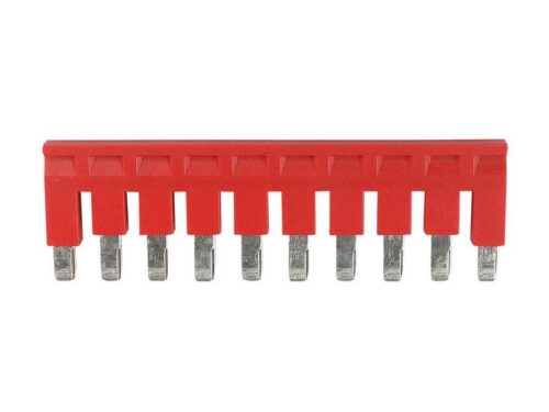Connecteur transversal isolé rouge - 10 pôles - 6 mm² pour borne Push-in｜Contaclip