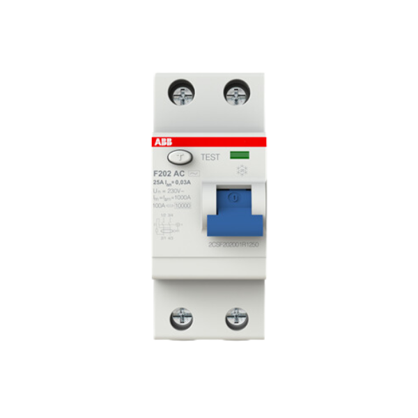 Interrupteur différentiel F202 type A 30mA - 2P - 25A｜ABB