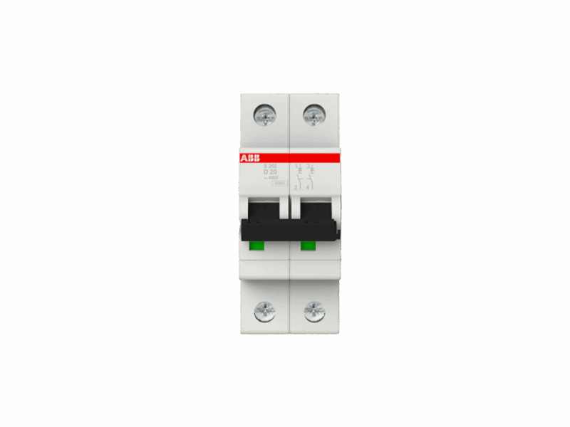 Disjoncteur modulaire S200 courbe D - 2P - 6kA - 16A｜ABB