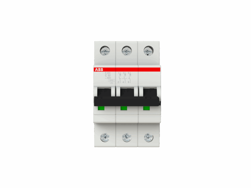Disjoncteur modulaire S203 courbe B - 3P - 6kA - 20A｜ABB