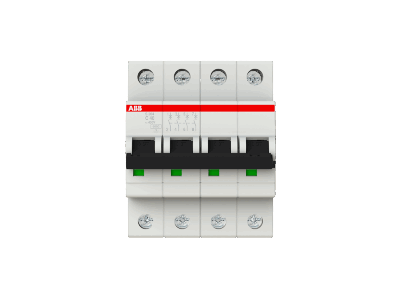 Disjoncteur modulaire S204 courbe C - 4P - 6kA - 20A｜ABB