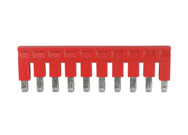 Connecteur transversal isolé rouge - 10 pôles - 10 mm² pour borne Push-in｜Contaclip