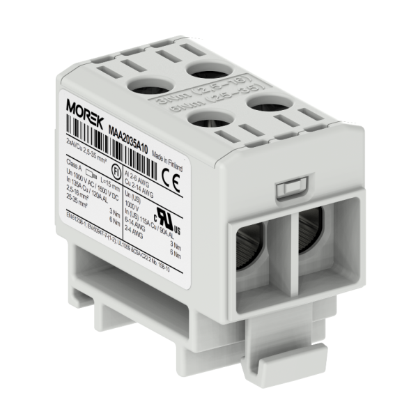 Bloc de jonction - OTL 35-2 - 4 trous - Gris｜Morek