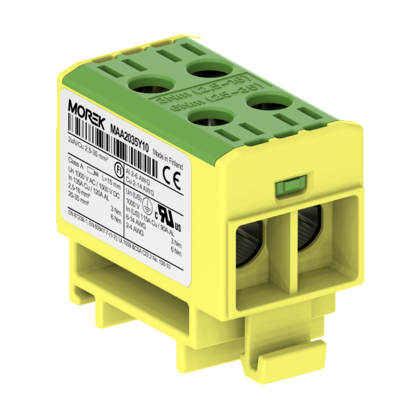 Bloc de jonction - OTL 35-2 - 4 trous - Vert-Jaune｜Morek