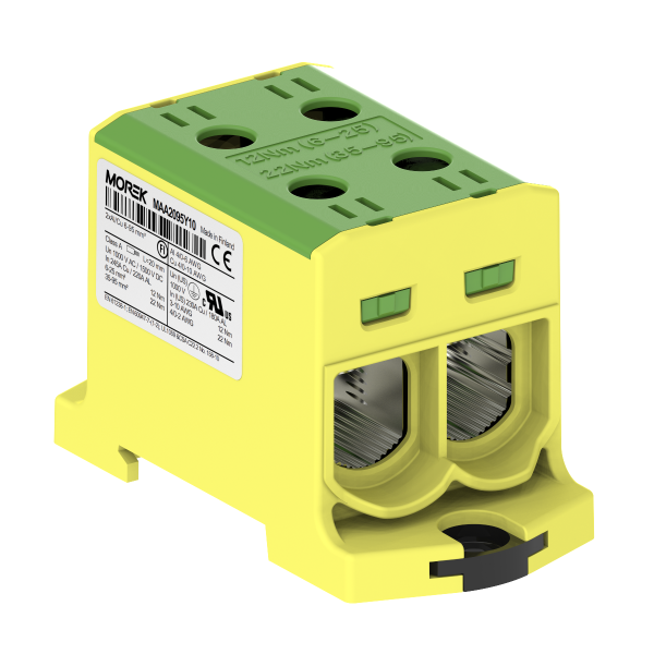 Bloc de jonction - OTL 95-2 - 4 trous - Vert-Jaune｜Morek