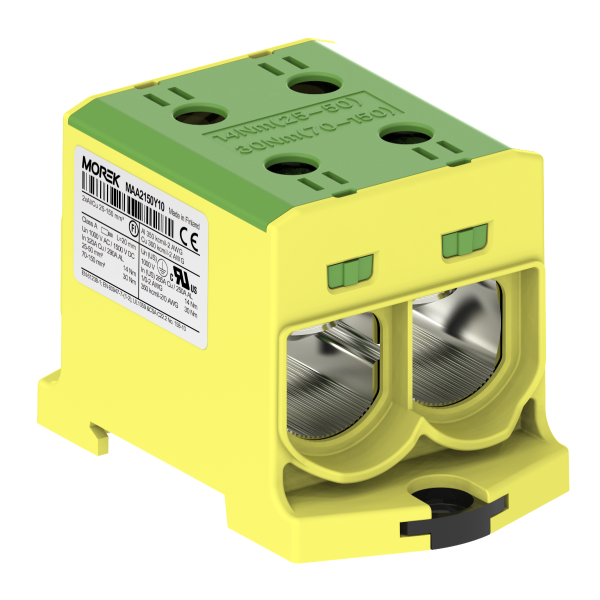 Bloc de jonction - OTL 150-2 - 4 trous - Vert-Jaune｜Morek