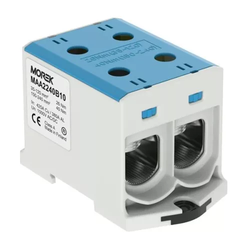 MORMAA2240B10 Bloc de jonction - OTL 240-2 - 4 trous - Bleu|Morek