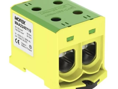 MORMAA2240Y10 Bloc de jonction - OTL 240-2 - 4 trous - Vert-Jaune|Morek
