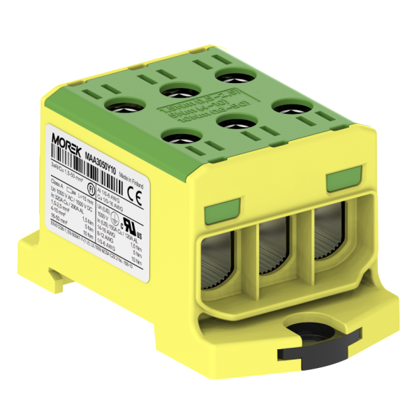Bloc de jonction - OTL 50-3 - 6 trous - Vert-Jaune｜Morek