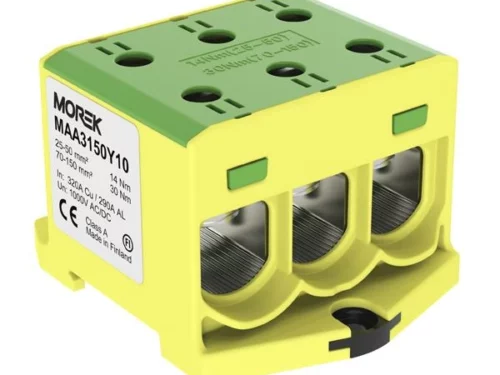 MORMAA3150Y10 Bloc de jonction - OTL 150-3 - 6 trous - Vert-Jaune|Morek