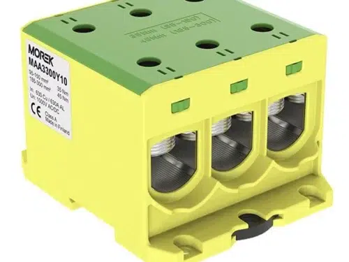 MORMAA3300Y10 Bloc de jonction - OTL 300-3 - 6 trous - Vert-Jaune|Morek